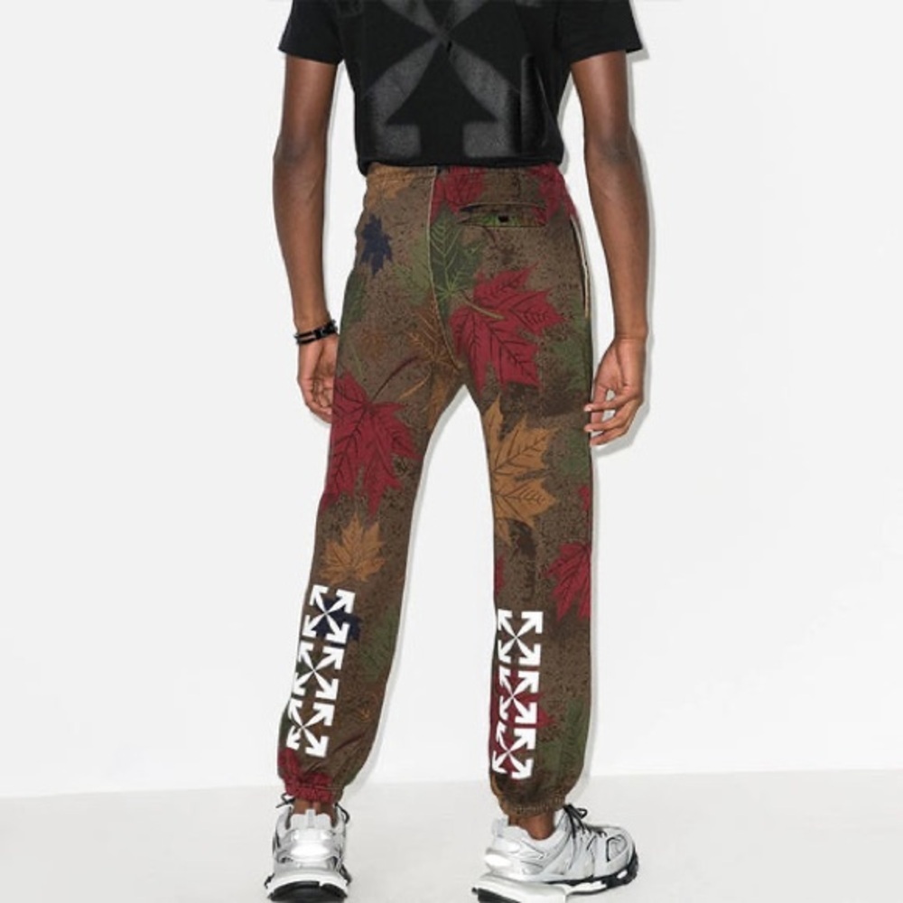 NEW Off-White FW20 Virgil Abloh Green Arrow Leaves Sweatpants Joggers Lounge